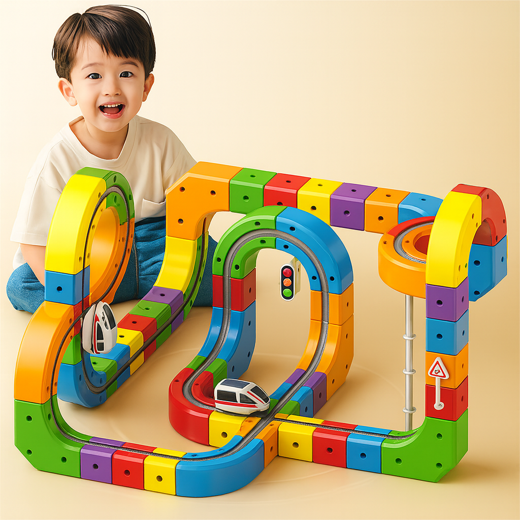 STEM Educational Electronic Train Construction Set with DIY Assembly Magic Track and Versatile Building Blocks for Kids