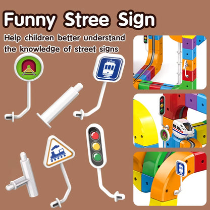 STEM Educational Electronic Train Construction Set with DIY Assembly Magic Track and Versatile Building Blocks for Kids