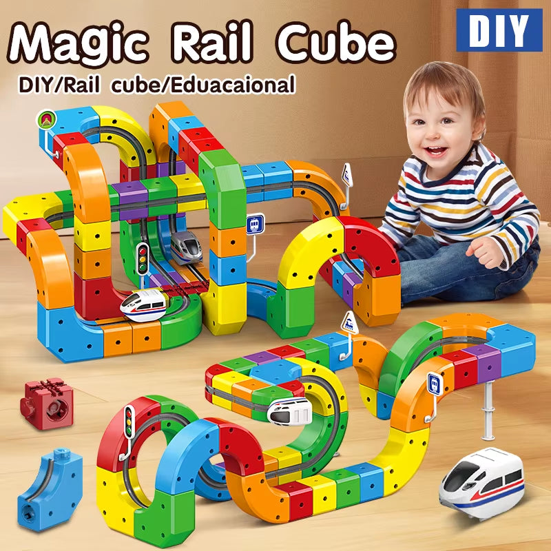 STEM Educational Electronic Train Construction Set with DIY Assembly Magic Track and Versatile Building Blocks for Kids